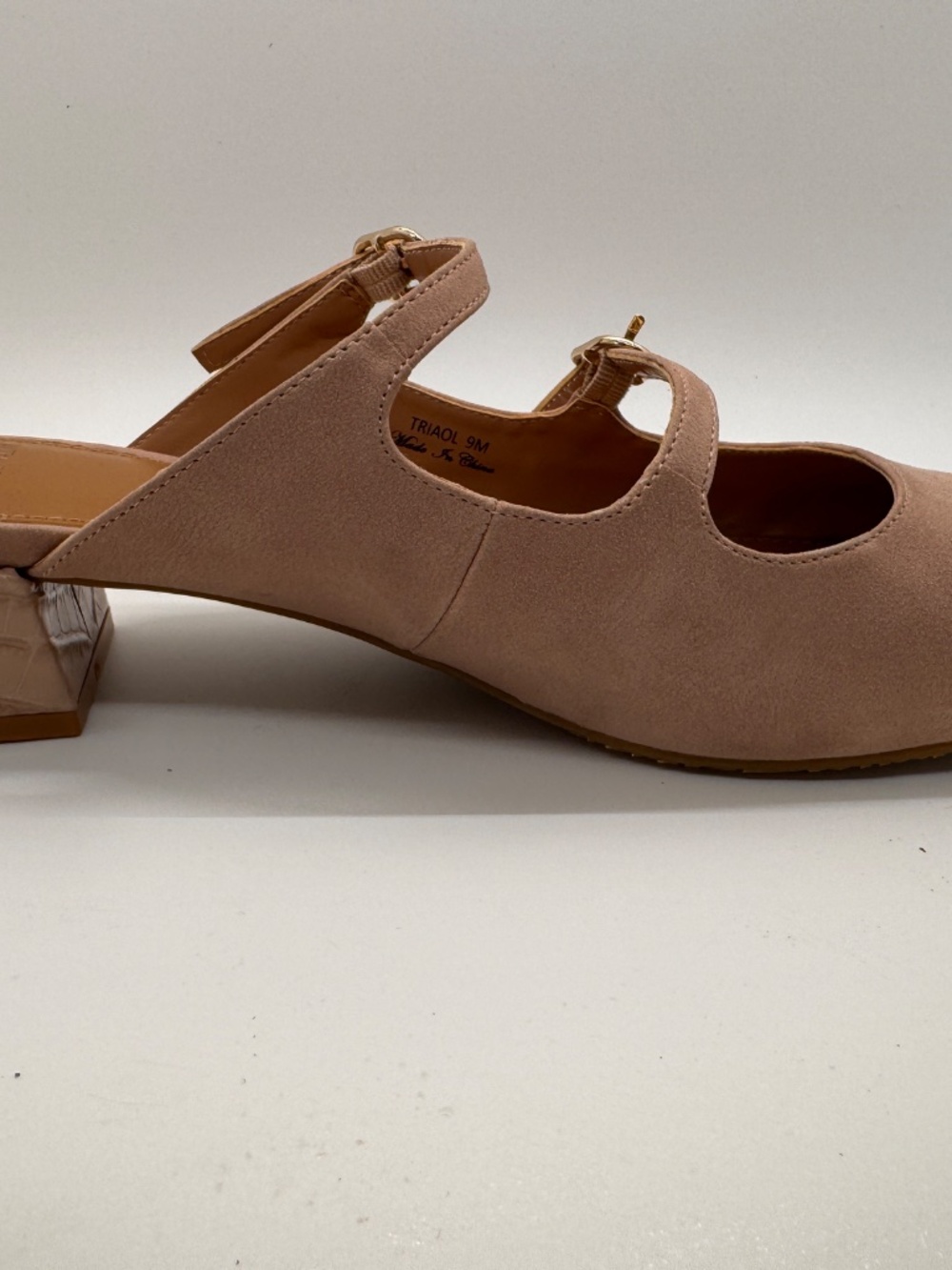 Donald Pliner Women’s Double Strap Mary Jane Mule Heels Blush Pink Suede Size 9 - Picture 5 of 7